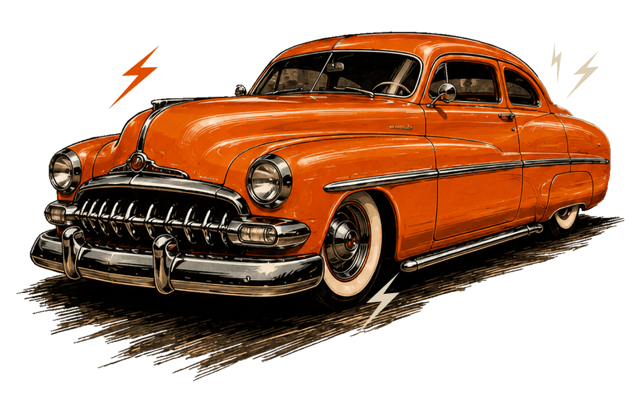 Orange classic car illustration