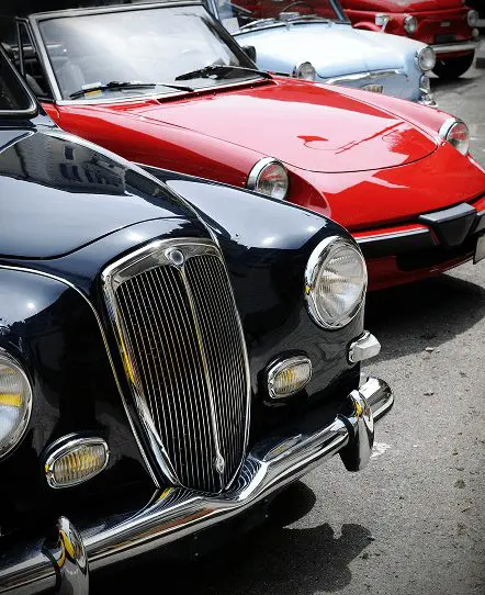 Classic cars parked together