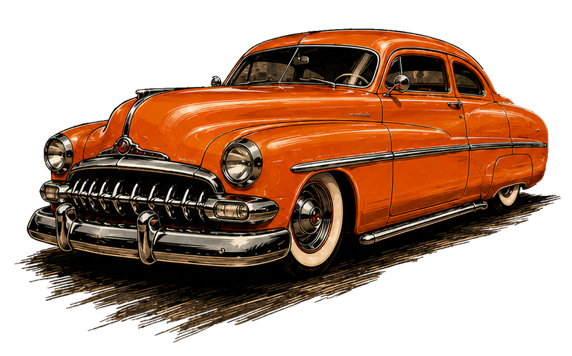 Orange classic car illustration