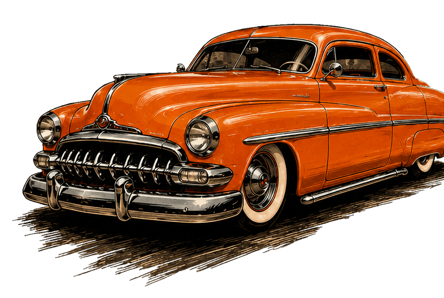 Orange classic car illustration